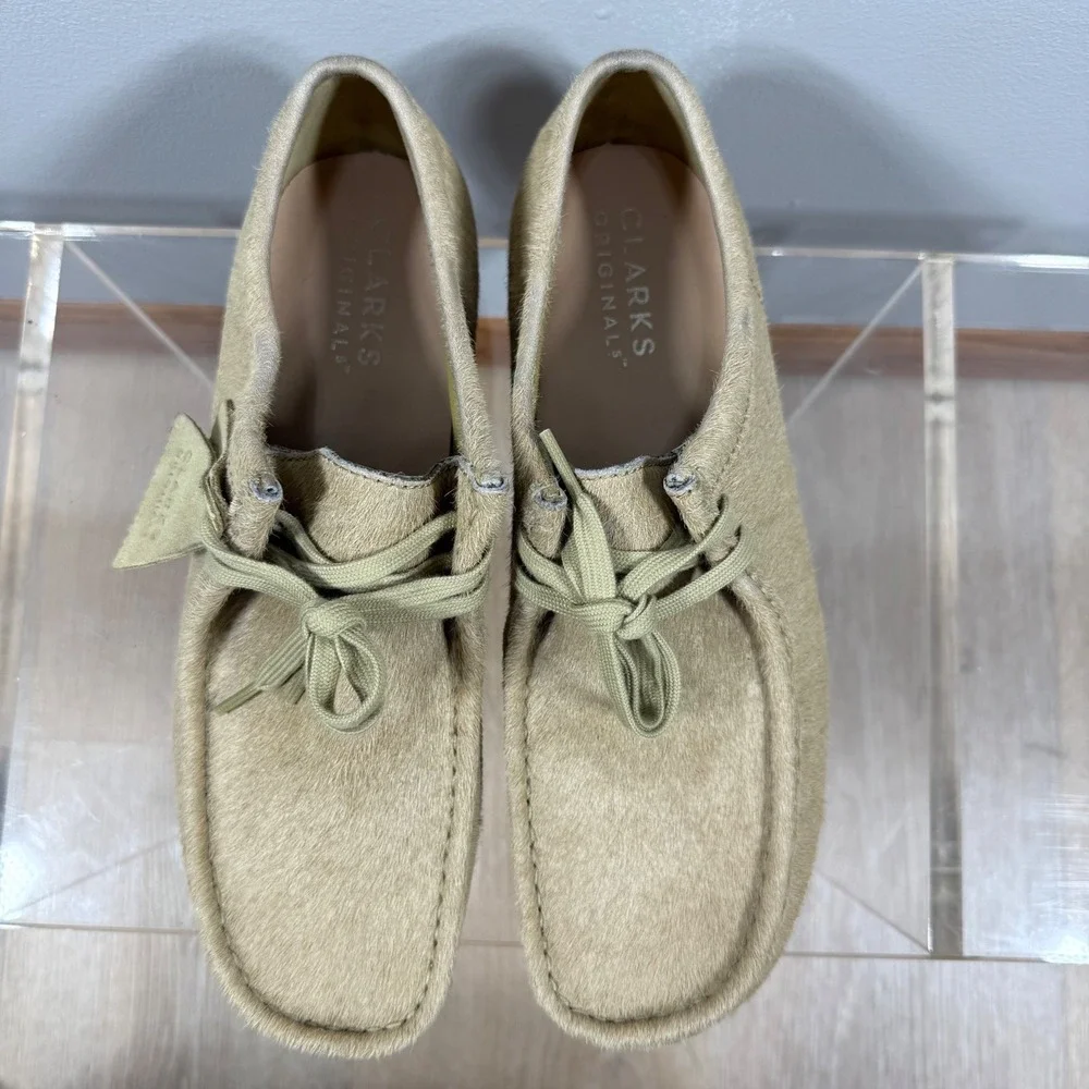 Clarks Originals Real Cow Fur Wallabee Shoes Tan Size 10.5
